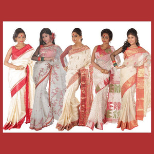 Red-white Bengali sarees