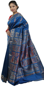 Blue Baluchari Silk Saree with Grand Pallav-Baluchari saree-parinitasarees