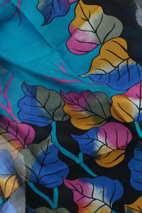 Blue Bishnupuri Silk Saree with Leafy Motifs-Bishnupuri silk saree-parinitasarees