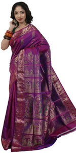 Dual Shade Magenta-Pink Baluchari Silk Saree with Alluring Pallav-Baluchari saree-parinitasarees