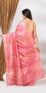 Light Pink Ghicha Tussar Silk Saree-Tussar Saree-parinitasarees