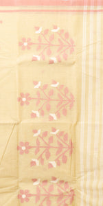 Pistachio Green Cotton Jamdani with Floral Motifs-Jamdani saree-parinitasarees