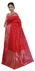 Red Banarasi Silk Saree with Pink Pallav-Banarasi silk saree-parinitasarees
