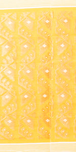 Yellow Dhakai Jamdani with Floral Motifs-Jamdani saree-parinitasarees