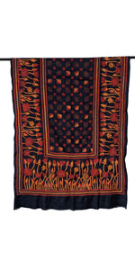Black Kantha Embroidered Cashmilon Shawl-Cashmilon Shawls-parinitasarees