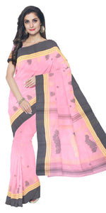 Light Pink Tant Saree with Blouse Piece-Tant saree-parinitasarees