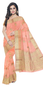 Peach Organza Silk Benarasi Saree-Banarasi silk saree-parinitasarees