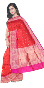 Red Benarasi Silk Saree-Banarasi silk saree-parinitasarees