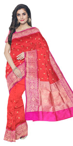 Red Benarasi Silk Saree-Banarasi silk saree-parinitasarees