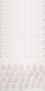 White Pure Muslin Saree with Leafy Patterns-Muslin saree-parinitasarees