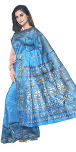 Azure Blue Baluchari with Beautiful Pallav-Baluchari saree-parinitasarees