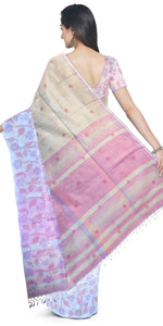 Beige Handspun Cotton Saree with Attractive Border-Handspun Cotton-parinitasarees