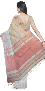 Beige Handspun Cotton Saree with Attractive Border-Handspun Cotton-parinitasarees