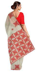 Beige Resham Kota Saree with Applique Work-Tant saree-parinitasarees
