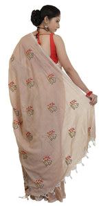 Beige Shantiniketan Cotton Saree-parinitasarees