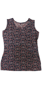Black Cotton Women's Top with Handblock Prints-parinitasarees