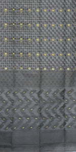 Black Dhakai Jamdani with Floral Motifs-Jamdani saree-parinitasarees