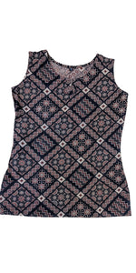 Black Women's Cotton Top with Batik Prints-parinitasarees