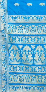 Blue Baluchari Silk Saree with Alluring Pallav-Baluchari saree-parinitasarees