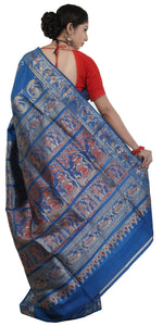 Blue Baluchari Silk Saree with Grand Pallav-Baluchari saree-parinitasarees