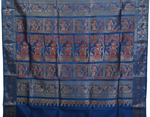 Blue Baluchari Silk Saree with Grand Pallav-Baluchari saree-parinitasarees