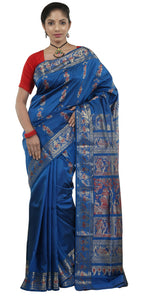 Blue Baluchari Silk Saree with Grand Pallav-Baluchari saree-parinitasarees