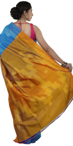 Blue Bishnupuri Silk Saree with Ikat Pattern-Bishnupuri silk saree-parinitasarees