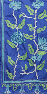 Blue Kantha Embroidered Art-Silk Saree-Kantha saree-parinitasarees