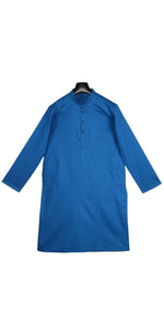 Blue Premium Cotton Bengali Men's Kurta- L-Men's Kurtas-parinitasarees