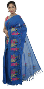Blue Shantiniketan Cotton Saree-parinitasarees