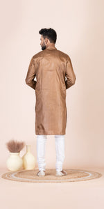 Bronze Pure Kosa Silk Men's Kurta with Silk Mark-Men's Kurtas-parinitasarees