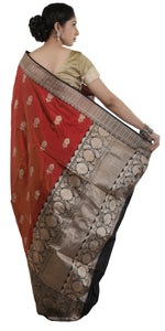 Brown Banarasi Silk Saree with Black Pallav-Banarasi silk saree-parinitasarees