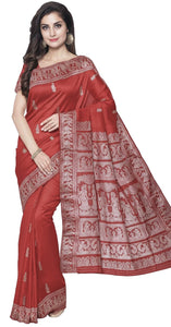 Burgundy Baluchari Saree with Gorgeous Pallav-Baluchari saree-parinitasarees