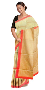 Copper Mul Cotton Saree with Geometric Patterns-Mul Cotton-parinitasarees