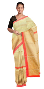 Copper Mul Cotton Saree with Geometric Patterns-Mul Cotton-parinitasarees