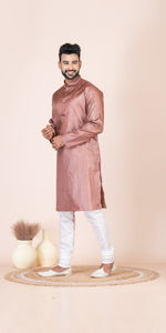 Copper Pure Kosa Silk Men's Kurta with Silk Mark-Men's Kurtas-parinitasarees