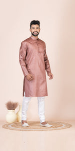 Copper Pure Kosa Silk Men's Kurta with Silk Mark-Men's Kurtas-parinitasarees