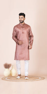Copper Pure Kosa Silk Men's Kurta with Silk Mark-Men's Kurtas-parinitasarees