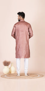 Copper Pure Kosa Silk Men's Kurta with Silk Mark-Men's Kurtas-parinitasarees
