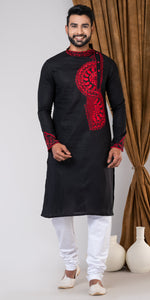 Cotton Panjabi with Attractive Embroidery-Men's Kurtas-parinitasarees