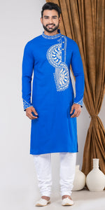 Cotton Panjabi with Attractive Embroidery-Men's Kurtas-parinitasarees