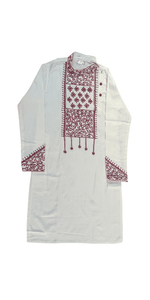 Cotton Panjabi with Floral Embroidery-Men's Kurtas-parinitasarees