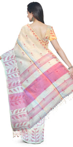 Cream Handspun Cotton Saree with Attractive Border-Handspun Cotton-parinitasarees