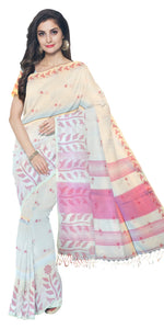 Cream Handspun Cotton Saree with Attractive Border-Handspun Cotton-parinitasarees