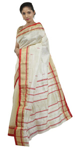 Cream Pure Silk Garad Saree with Floral Motifs-Garad Silk-parinitasarees