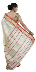 Cream Pure Silk Garad Saree with Floral Motifs-Garad Silk-parinitasarees