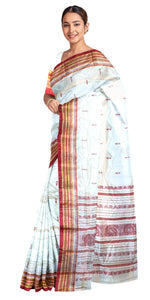 Cream Pure Silk Garad Saree with Floral Motifs-Garad Silk-parinitasarees