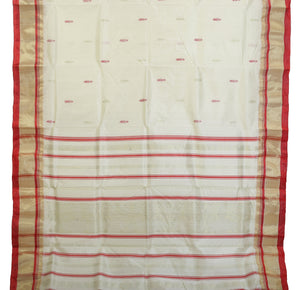 Cream Pure Silk Garad Saree with Floral Motifs-Garad Silk-parinitasarees