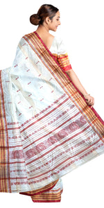 Cream Pure Silk Garad Saree with Floral Motifs-Garad Silk-parinitasarees