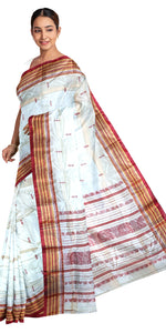 Cream Pure Silk Garad Saree with Floral Motifs-Garad Silk-parinitasarees